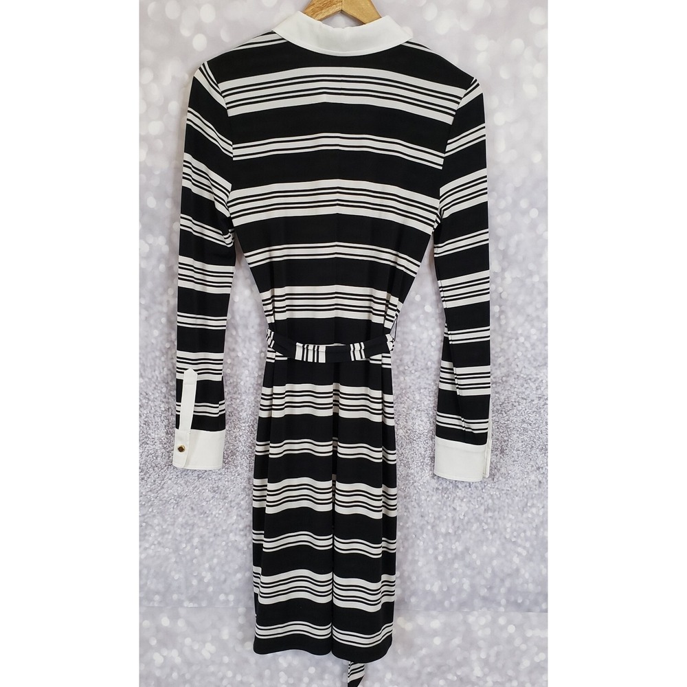 Ivanka Trump Women's Collared Sheath Dress Striped With Belt Black White Size XS - Picture 3 of 12